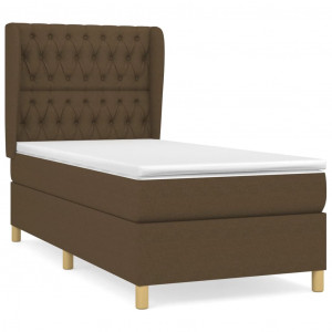 Cama box spring con colchón tela marrón oscuro 100x200 cm H