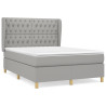 Cama box spring con colchón tela gris claro 140x190 cm 2