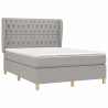 Cama box spring con colchón tela gris claro 140x190 cm 3