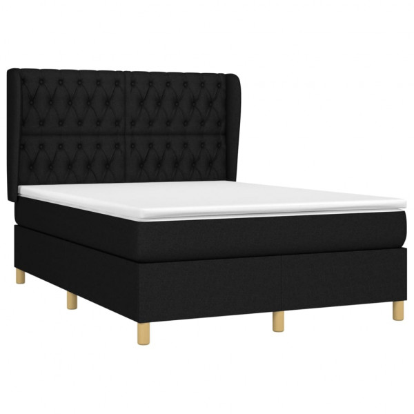 Cama box spring con colchón tela negro 140x190 cm M 3
