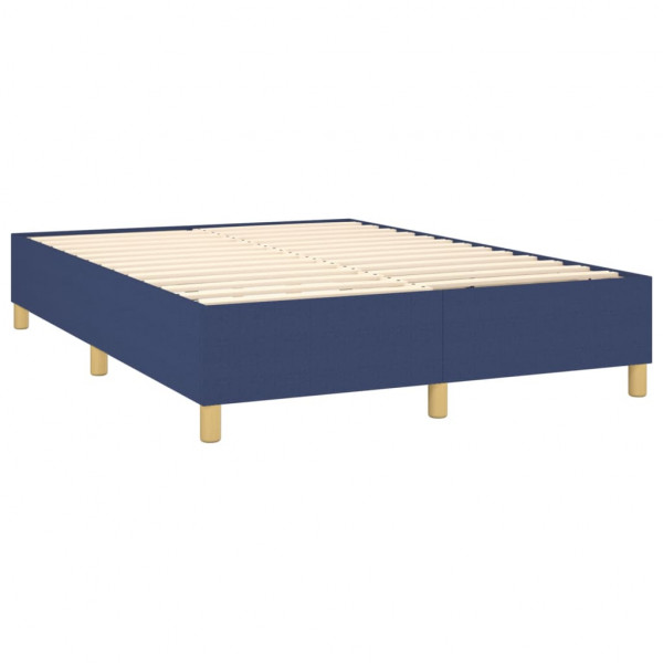 Cama box spring con colchón tela azul 140x190 cm M 4