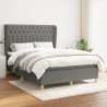 Cama box spring con colchón tela gris oscuro 140x200 cm 1