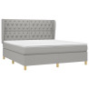 Cama box spring con colchón tela gris claro 160x200 cm 3