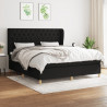 Cama box spring con colchón tela negro 160x200 cm 1