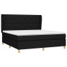 Cama box spring con colchón tela negro 160x200 cm 3