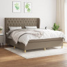 Cama box spring con colchón tela gris taupe 160x200 cm 1