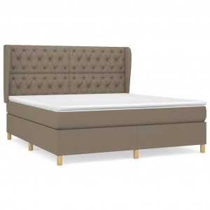 Cama box spring con colchón tela gris taupe 160x200 cm H