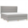 Cama box spring con colchón tela gris claro 180x200 cm 2