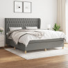 Cama box spring con colchón tela gris oscuro 180x200 cm 1