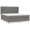 Cama box spring con colchón tela gris oscuro 180x200 cm 2
