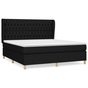 Cama box spring con colchón tela negro 180x200 cm H