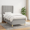 Cama box spring con colchón tela gris claro 80x200 cm 1