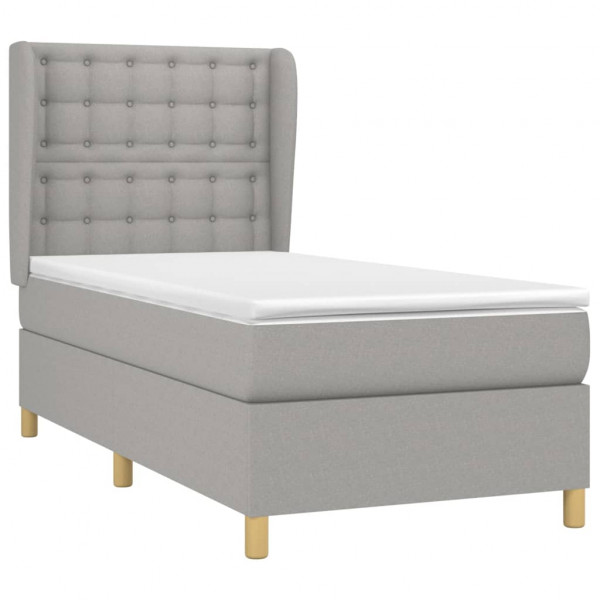 Cama box spring con colchón tela gris claro 80x200 cm M 3