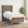 Cama box spring con colchón tela gris taupe 80x200 cm 1