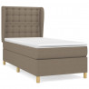 Cama box spring con colchón tela gris taupe 80x200 cm 2