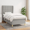 Cama box spring con colchón tela gris claro 100x200 cm 1