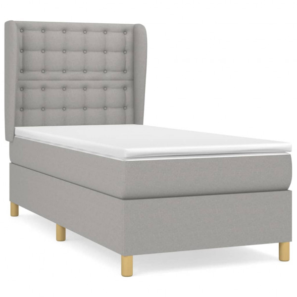 Cama com molas/colchão 100x200 cm tecido cinzento-claro M 2