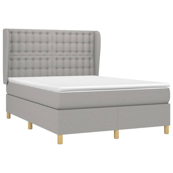 Cama box spring con colchón tela gris claro 140x200 cm M 3