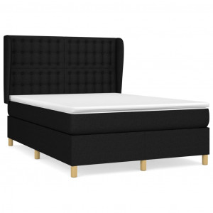 Cama box spring con colchón tela negro 140x200 cm H