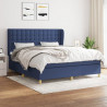 Cama box spring con colchón tela azul 180x200 cm 1
