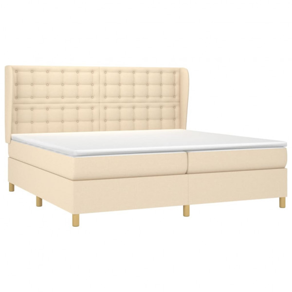 Cama com molas/colchão 200x200 cm tecido cor creme M 3
