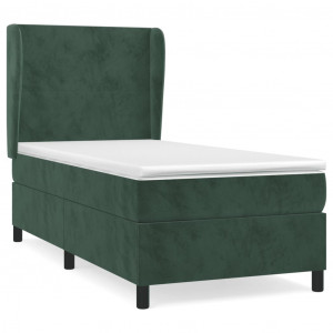 Cama box spring con colchón terciopelo verde oscuro 80x200 cm H