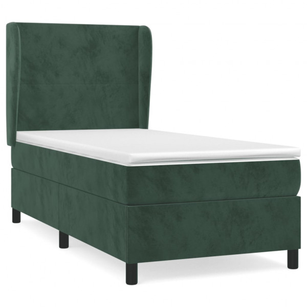 Cama com molas/colchão 80x200 cm veludo verde-escuro M 2
