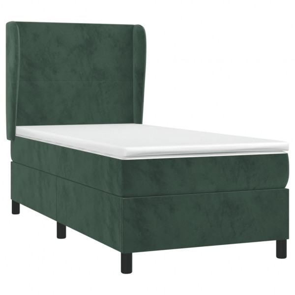 Cama box spring con colchón terciopelo verde oscuro 80x200 cm M 3