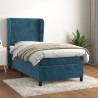 Cama box spring con colchón terciopelo azul oscuro 90x190 cm 1