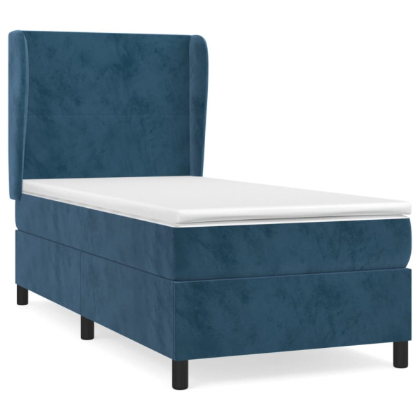 Cama com molas/colchão 90x190 cm veludo azul-escuro M 2