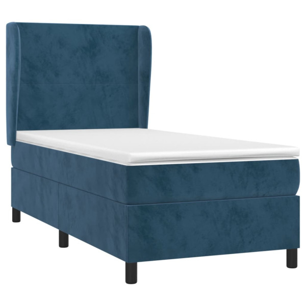 Cama box spring con colchón terciopelo azul oscuro 90x190 cm M 3