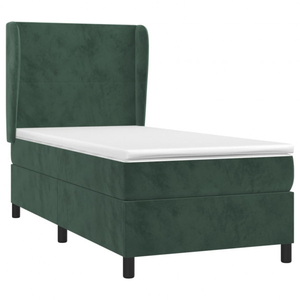 Cama box spring con colchón terciopelo verde oscuro 90x200 cm M 3