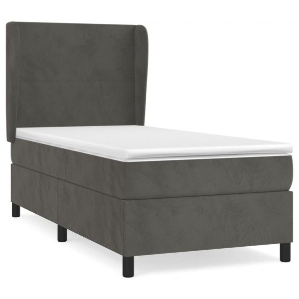 Cama com molas/colchão 100x200 cm veludo cinza-escuro M 2