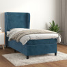 Cama com molas/colchão 100x200 cm veludo azul-escuro 1