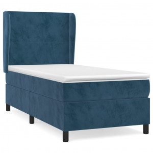 Cama box spring con colchón terciopelo azul oscuro 100x200 cm H
