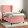 Cama box spring con colchón terciopelo rosa 100x200 cm 1