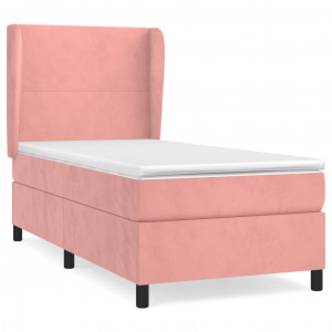 Cama box spring con colchón terciopelo rosa 100x200 cm H