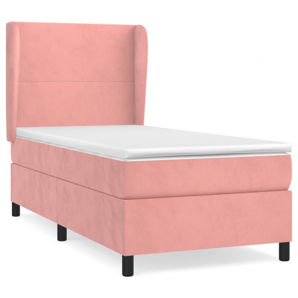 Cama com molas/colchão 100x200 cm veludo rosa M 2
