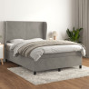 Cama box spring con colchón terciopelo gris claro 140x190 cm 1