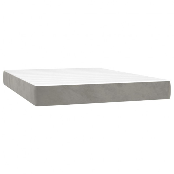 Cama box spring con colchón terciopelo gris claro 140x190 cm M 5