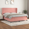Cama box spring con colchón terciopelo rosa 160x200 cm 1