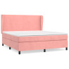 Cama box spring con colchón terciopelo rosa 160x200 cm 2