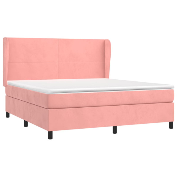 Cama com molas/colchão 160x200 cm veludo rosa M 3
