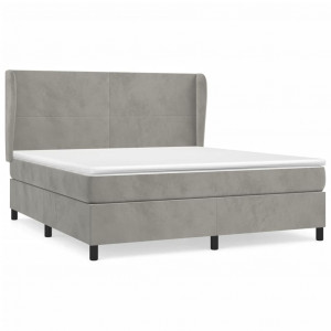 Cama box spring con colchón terciopelo gris claro 180x200 cm H