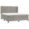 Cama box spring con colchón terciopelo gris claro 180x200 cm 3