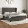 Cama box spring con colchón terciopelo gris oscuro 180x200 cm 1