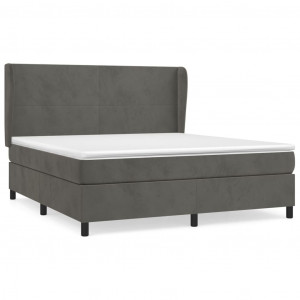 Cama box spring con colchón terciopelo gris oscuro 180x200 cm H