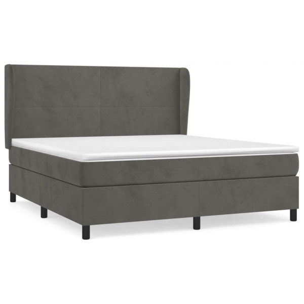 Cama com molas/colchão 180x200 cm veludo cinzento-escuro M 2