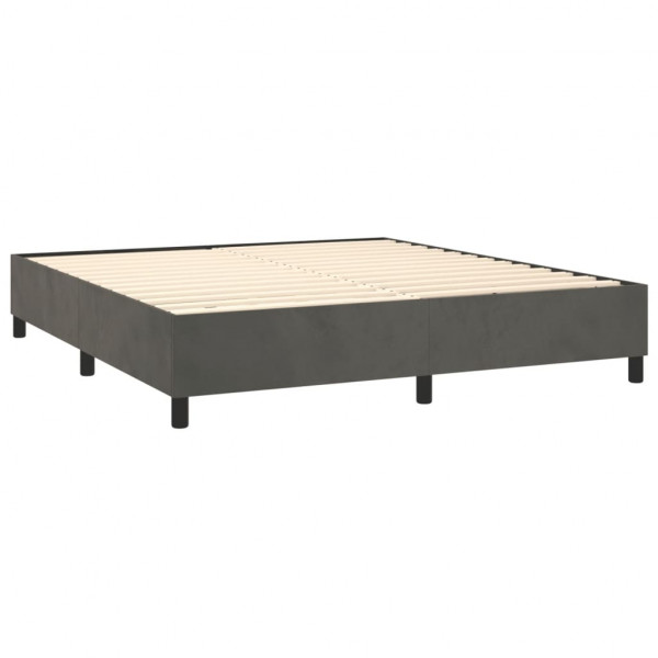 Cama box spring con colchón terciopelo gris oscuro 180x200 cm M 4