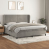 Cama box spring con colchón terciopelo gris claro 200x200 cm 1